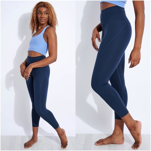 GIRLFRIEND COLLECTIVE High-Rise Compression 7/8 Leggings In Navy Blue - Picture 1 of 7